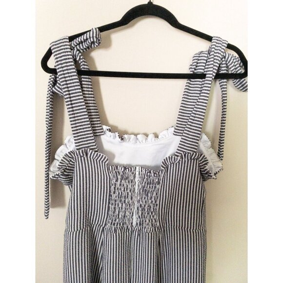 Koch Stella Mini Dress Ruffle Hem Striped Tie Straps M 8-10 - Picture 9 of 16